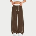 thumbnail image 5 of Girls' Sweatpants with Pockets 4-15 Years Drawstring Sports Running Wide Leg Pants Elastic Waist Sweat Trouser (6-7 Years, Brown), 5 of 8