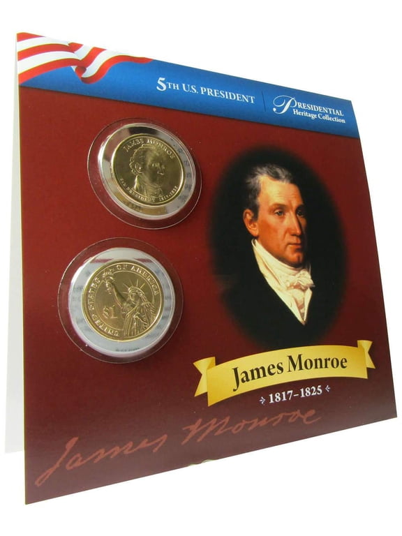 2008 P&D James Monroe Presidential Dollar 2 Coin Set Uncirculated Bifold