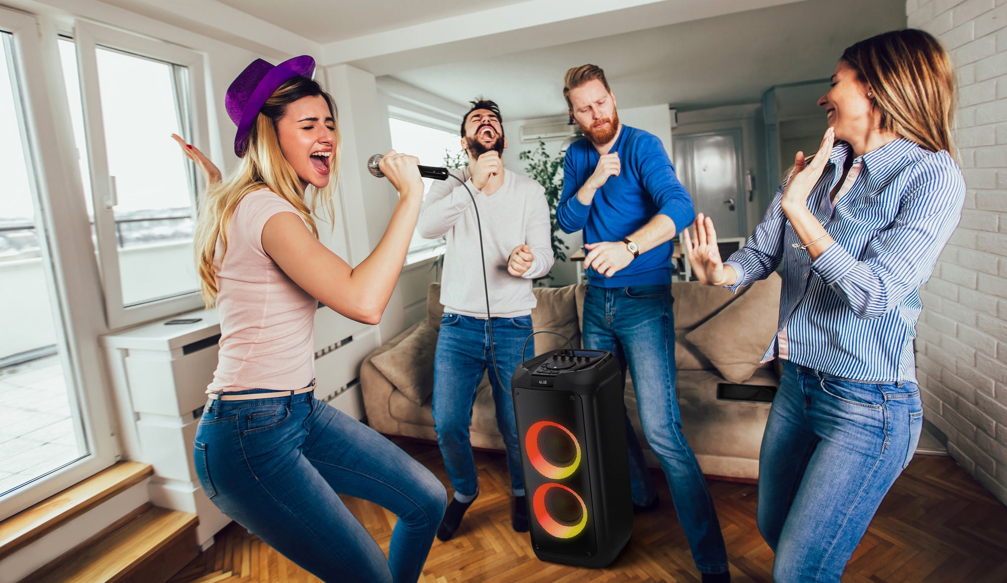 PHILIPS Bluetooth Party Speaker with LED Lights, FM, USB, Memory Card, Auxiliary, TWS Function Connecting Other TAX4209, Guitar Microphone Ports TAX4209