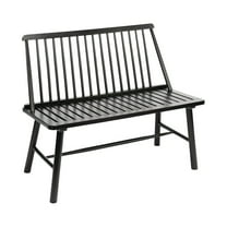 Jack Post Durable Indonesian Hardwood Farmhouse Bench for Patio, Black