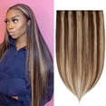thumbnail image 2 of SEGO Blonde Clip in Human Hair Extensions Balayage One Piece Soft Straight 3/4 Full Head Hair Pieces for Women, 2 of 12