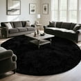 thumbnail image 3 of KIXINWA Black Round Rug for Bedroom, 6x6 Ft Fluffy Soft Circle Area Rugs for Living Room, Plush Shaggy Circular Carpet for Indoor Floor Bedside Kids Nursery, Machine-Washable Home Decor Aesthetic, 3 of 6