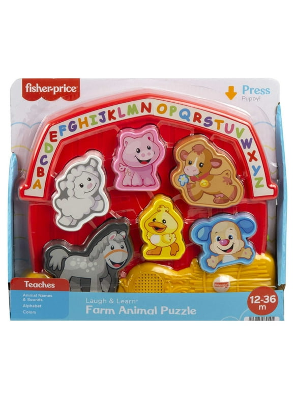 Fisher-Price Laugh & Learn Farm Animal Puzzle Shape Sorting Baby Toy with Music & Sounds