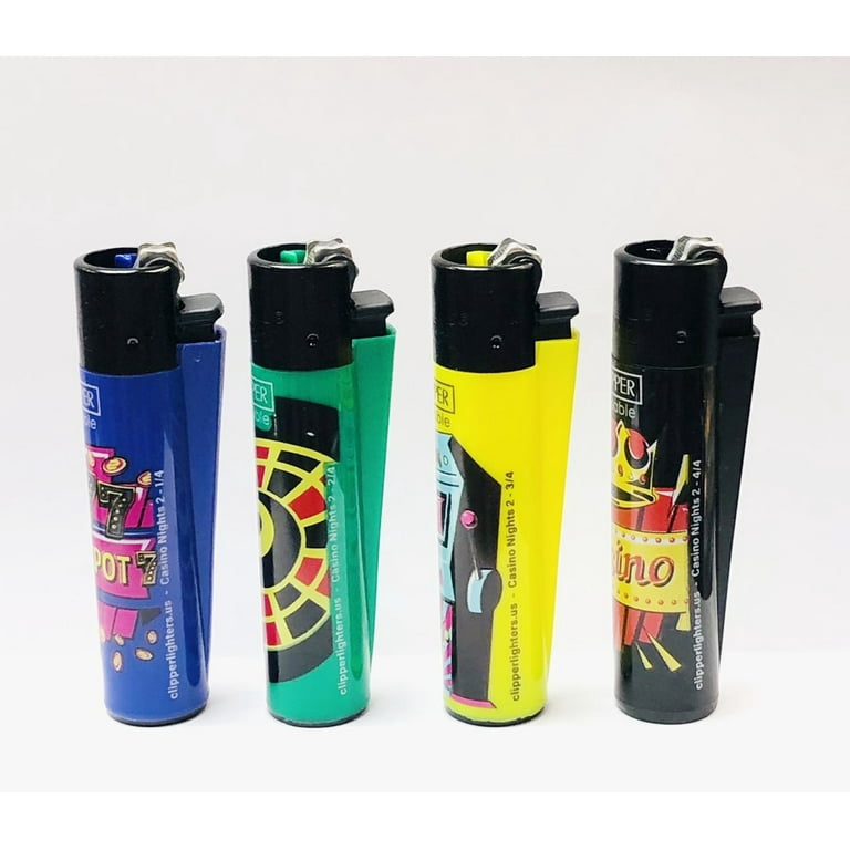 CLIPPER Refillable Pocket Flint Lighter Zig Zag Collection, 3-inch  Removable Tamper, Lot of 4
