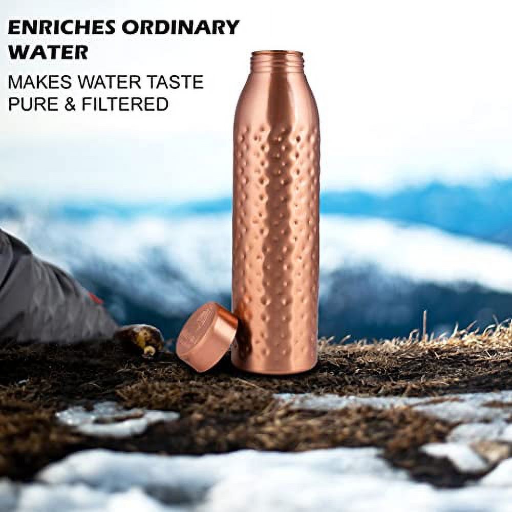 NORMAN JR, Hammered Copper Water Bottle 1 LTR Extra Large - an Ayurvedic Pure Premium Copper Vessel - Drink More Water, Lower Your Sugar Intake and Enjoy The Health Benefits Immediately - Pack of 6