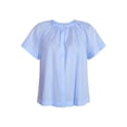 thumbnail image 6 of Time and Tru Women's Cotton Button Up Blouse with Short Sleeves, Sizes XS-XXXL, 6 of 6