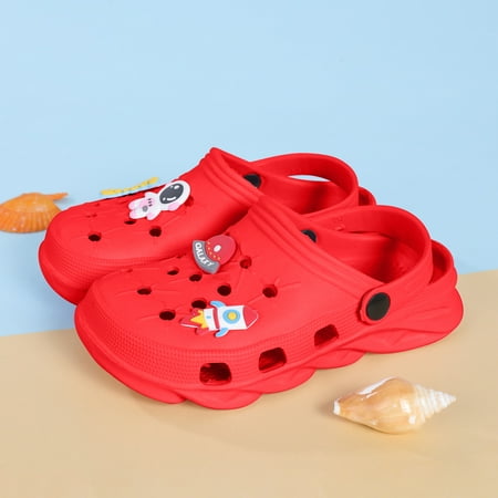 

Girls Boys Charms Decor Clogs EVA Soft Sole Anti Slip Sandals Slip On Slides Slippers With Back Strap Indoor Outdoor Garden Water Shoes