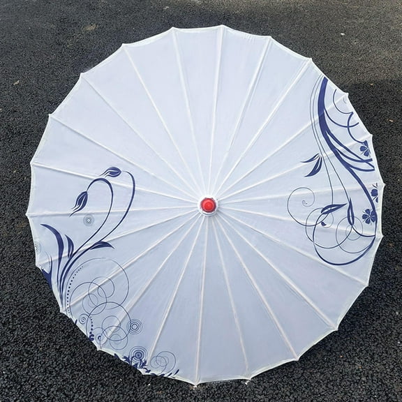 Classical Dance Paper Parasol Rainproof Handmade Chinese Paper Umbrella Oiled Paper Umbrella Parasol for Wedding, Bridesmaids, Party Favors Style C