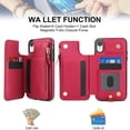 thumbnail image 4 of Wallet Case for Apple iPhone XR, with Crossbody Shoulder Strap & Hand Wrist Cards Holder Zipper Pocket Stand Feature Full Protective Shockpoof Phone Case for iPhone XR, Red, 4 of 7