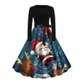 thumbnail image 2 of Robes Formelles pour Filles Robe Longue à Manches Longues Col Rond Patchwork Joyeux Noël Imprimé Grande Taille Robes Formelles pour Femmes Rondes en Liquidation, 2 of 4