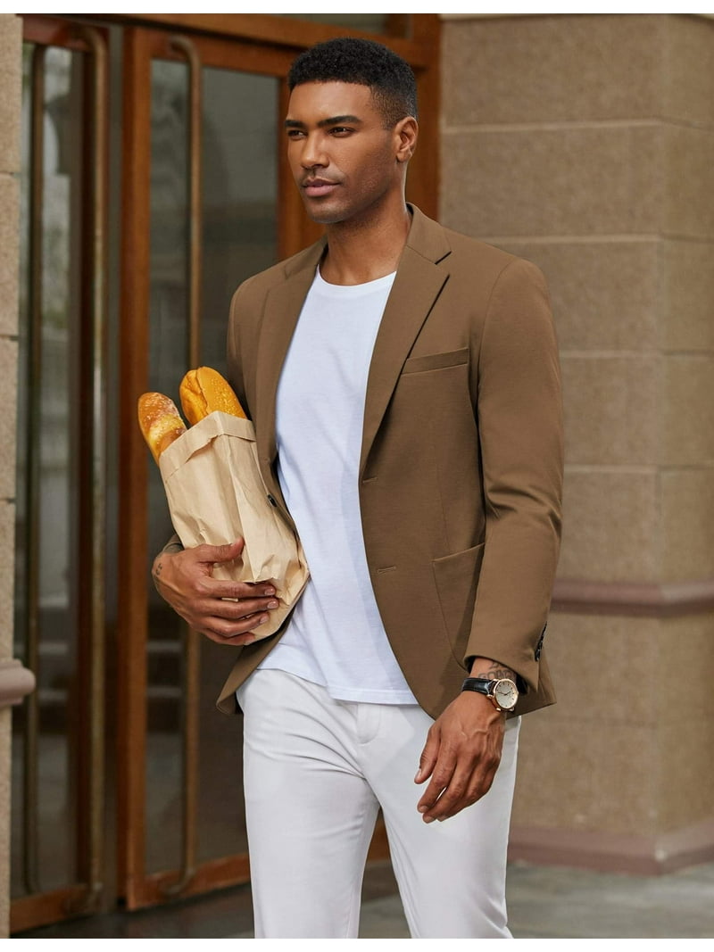PaulJones Casual herenblazers lichtgewicht ademende sportjas met één knop voor de zomer, Donkerblauw, L