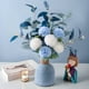 thumbnail image 1 of Arreglo de hortensias artificiales con jarrón | Flores de seda azul y blanco | Ramo ajustable | Maceta de cerámica | 15 pulgadas de alto | Inicio Decoración de banquetes de bodas | Multicolor | 1, 1 of 6