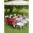 thumbnail image 3 of Outdoor Tablecloth with Umbrella Hole and Zipper, Red Christmas Rectangle Table Cloth 60x84 Inch Waterproof Tablecloth, Snowman Xmas Tree Poinsettia Snowflake Picnic Table Cover for Patio Camping, 3 of 7