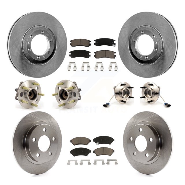 Transit Auto Front Rear Hub Bearings Assembly Disc Brake Rotors and Ceramic Pads Kit (10Pc) for Car 2000-2005 Buick LeSabre Pontiac Bonneville - Left Right Side (Driver Passenger) KBB-119231