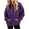 thumbnail image 5 of AKOEE Womens Oversized Hoodie with Pockets Plain Hooded Sweatshirts Casual Drawstring Long Sleeve Pullovers (XL, Purple), 5 of 7