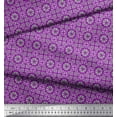 thumbnail image 3 of Soimoi Purple Viscose Chiffon Fabric Arrow & Triangle Geometric Print Sewing Fabric Yard 42 Inch Wide, 3 of 3