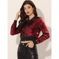 thumbnail image 3 of Chaqueta De Lentejuelas Tipo Aviador Con Cremallera En La Parte Delantera Con Purpurina Brillante Para Mujer Negro rojo L, 3 of 6