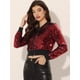 thumbnail image 3 of Chaqueta De Lentejuelas Tipo Aviador Con Cremallera En La Parte Delantera Con Purpurina Brillante Para Mujer Negro rojo XS, 3 of 6