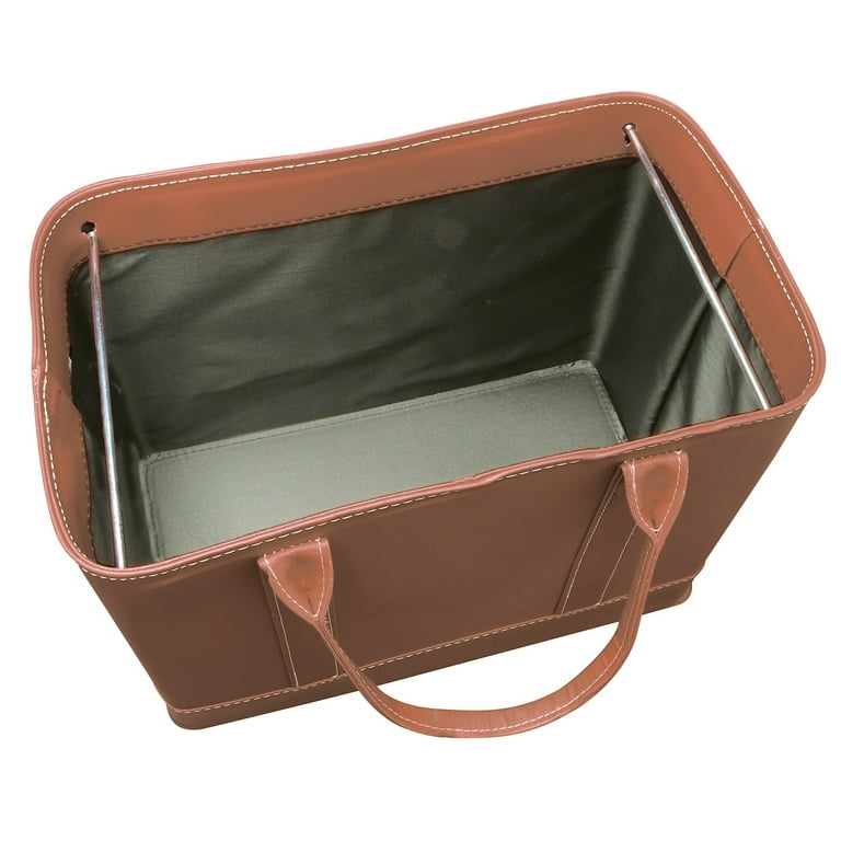 HOME DISTRICT Chic File Organizer Tote Important Document Organizer Bag Portable File Box with Handle Brown