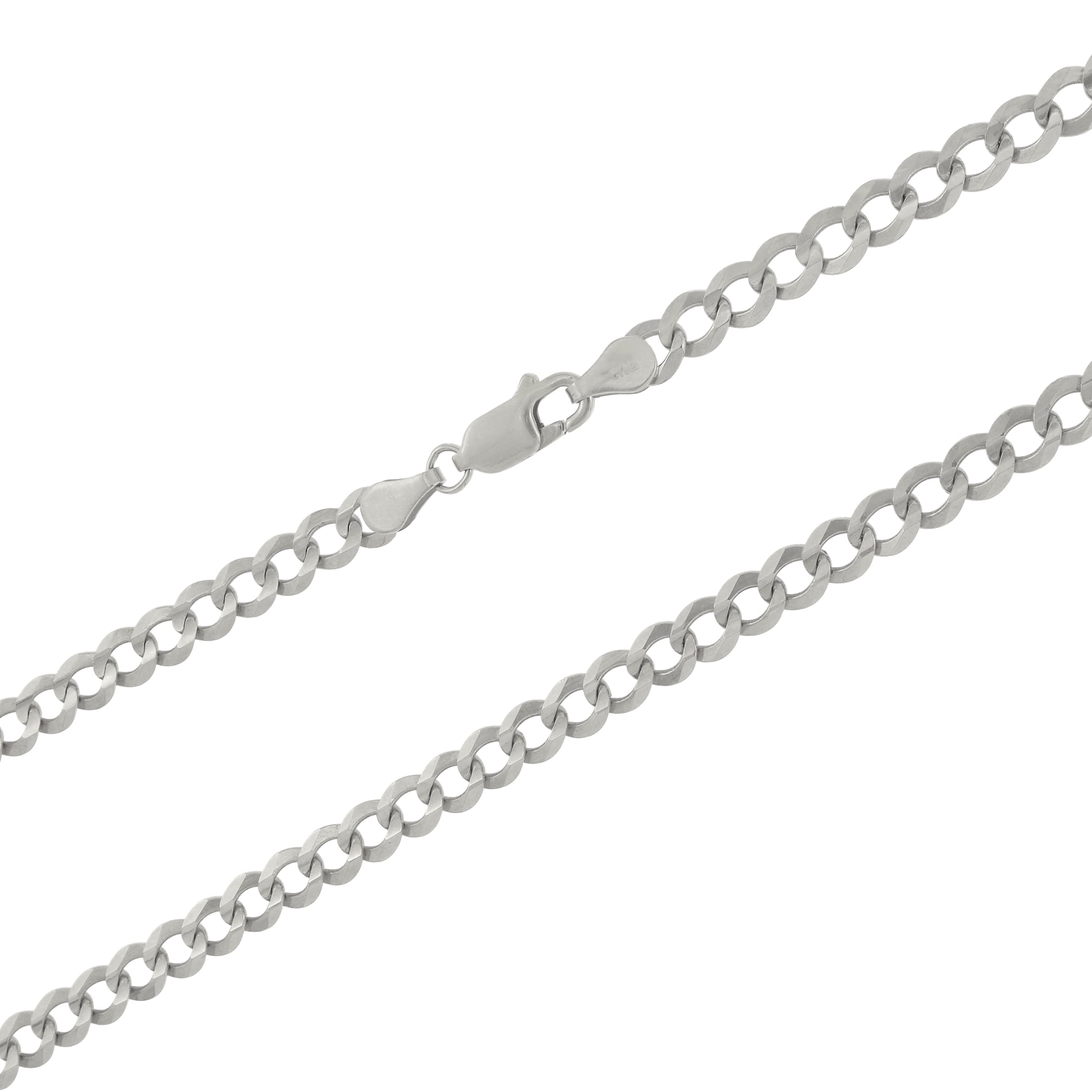 Nuragold 10k White Gold 3mm Solid Cuban Link Chain Curb Pendant 