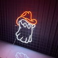 thumbnail image 2 of Glowneon Ghost Cowboy Hat Neon Sign, Halloween Wall Art Decor, 2 of 4