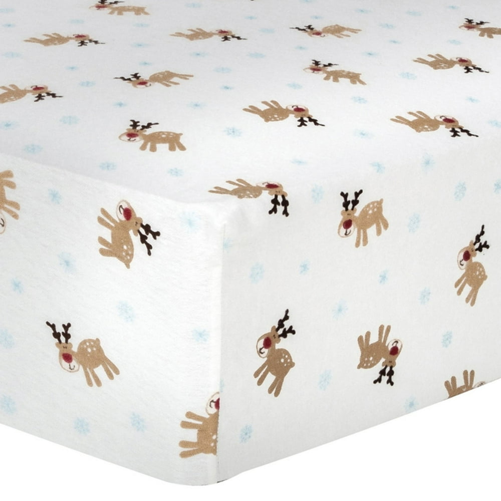 Reindeer Deluxe Flannel Fitted Crib Sheet - Walmart.com - Walmart.com