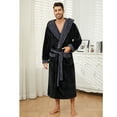 thumbnail image 5 of VULCANODON Mens Hooded Robe, Big and Tall Full Length Plush Robe for Men Long Fleece Bathrobe（Black/Dark Grey, Small-Medium）, 5 of 8