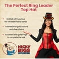 thumbnail image 4 of Nicky Bigs Novelties Deluxe Ringmaster Top Hat Red Black Circus Coachman Hat with Gold Fringe Buttons Chains Lion Tamer Carnival Burlesque Halloween Costume Accessory for Adults, 4 of 7