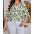 thumbnail image 5 of Plus-Size Women's Summer Dressy Casual Short Sleeve Shirts Crewneck Business Office Work Blouse Tops, 5 of 6