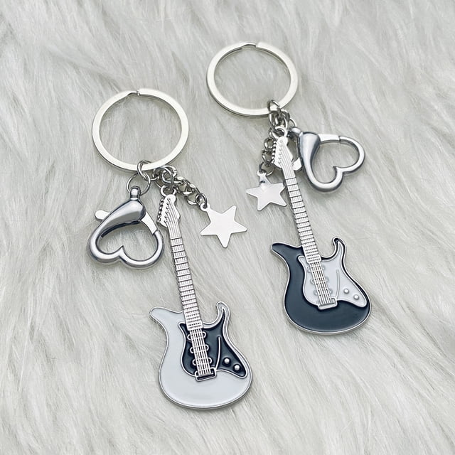 Y2K Hot Girl Electric Guitar Star Bass llavero colgante de Crowdsourcing retro en Estados Unidos dulce cool Millennium Style pareja joyería regalo de San Valentín