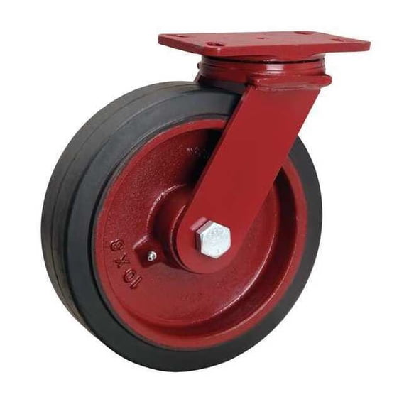 Hamilton Plate Caster,Swivel,Rubber,10 in.,790 lb.,Blk S-FM-10RB