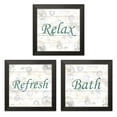 thumbnail image 2 of Gango Home Decor Casual Bathroom Wall Art; Three Off-White 12x12in Hand-Stretched Canvases, 2 of 7