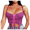 thumbnail image 1 of Pompotops Femmes Charme Off Épaule Licol Métal Bouton Col Rond Gilet Haut, 1 of 8