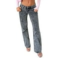 thumbnail image 2 of Female Wide Leg Jeans Low Rise Baggy Straight Leg Boyfriend Denim Pants Casual Loose Jeans Y2K Girl Style Black M, 2 of 10
