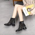 thumbnail image 4 of Botas de tobillo de tacón grueso de moda para mujer Sandalias de malla Botas huecas, 4 of 5