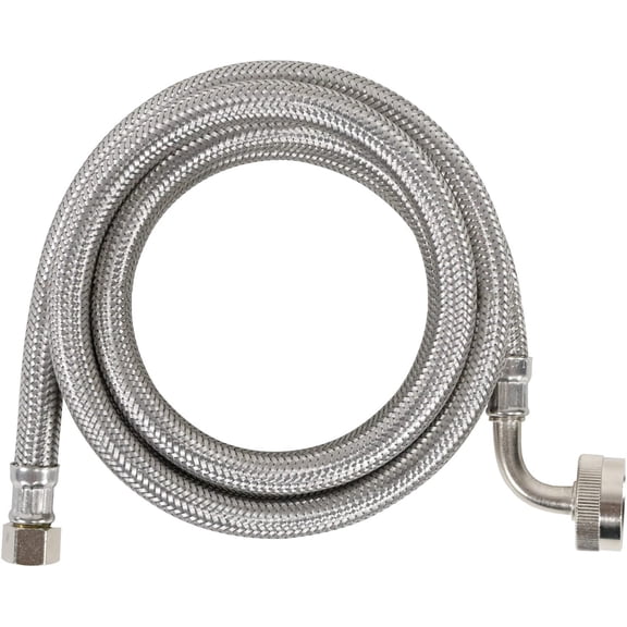 Certified Appliance Accessories Dishwasher Hose with 90 degree FGH Elbow, Water Supply Line, 6 Feet, Premium Braided Stainless Steel PVC Core