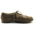 thumbnail image 5 of Ollio Women's Flat Shoes Wingtip Lace Up Faux Suede Oxford M2920, 5 of 6