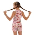 thumbnail image 2 of COEQINE Two Piece Taniki Swimsuit for Girls, Round Neck Top with Shorts Racerback Swimwear with Chest Pad, Modest Bathing Suit for 6-7 Year Olds, Easy Care, Ladybug Daisy Pink, 2 of 8