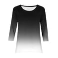 thumbnail image 3 of 3/4 Sleeve Tops for Women Round Neck Shirts Gradient Color Trendy Casual Loose Tees Loose Hem Three-Quarter Sleeve Shirts for Women Cute Tunic Dressy Top Loose Flare T-Shirt Tops Pullover, 3 of 6