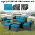 thumbnail image 6 of UBesGoo 7-Piece Patio Sectional Set with Storage, Modular All-Weather Wicker Sofa, Black Frame & Peacock Green Cushions, 6 of 10