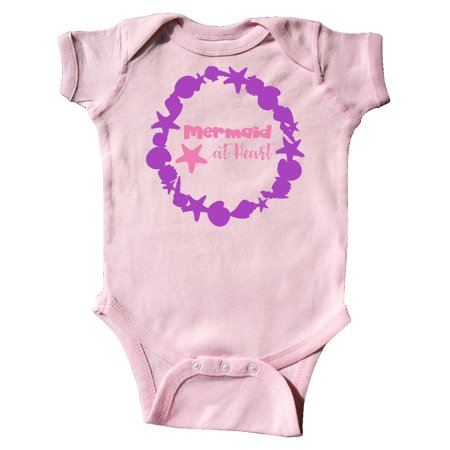 

Inktastic Mermaid At Heart Seashell Starfish - Pink Purple Gift Baby Girl Bodysuit