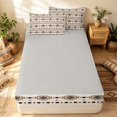thumbnail image 4 of Erosebridal Retro Aztec Zipper Full Size Comforter Sets with Fitted Sheet and 2 Pillowcases, Bohemian Geometric Zipper Bedding Set, Cream Brown Black, Gray Reversible, 4 of 7