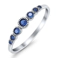 thumbnail image 3 of Half Eternity Petite Band Ring Blue Sapphire CZ 925 Sterling Silver Size 12, 3 of 6