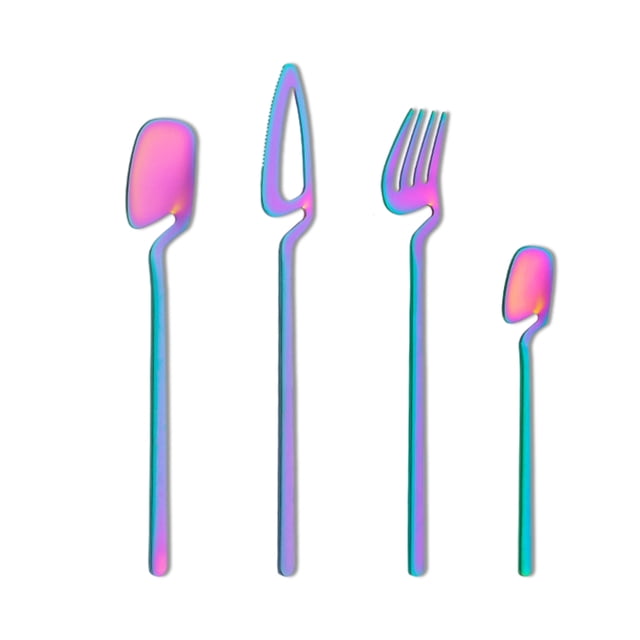 Cubiertos pulidos de acero inoxidable Forks Forks Dailware Cubiertos de cocina para viajar Ceremonia de boda Camping Colorido seitruly HA009536-01