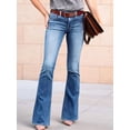 thumbnail image 5 of Boot Cut Jeans for Women Mid Waist Tummy Control Trendy Flare Jeans Straight Denim Pants Light Blue XS, 5 of 7