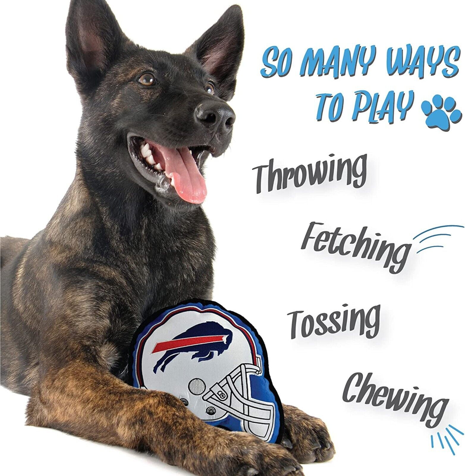 Pets First NFL Buffalo Bills Tough Helmet Pet Dog Toy Premium Quality with Built-in Squeaker Chew Toy