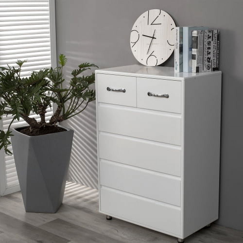 6-Drawer Dresser, Wood Chest of Drawers for Bedroom, Modern Storage Cabinet Dresser Organizer Unit for Living Room, Closet, Hallway, White