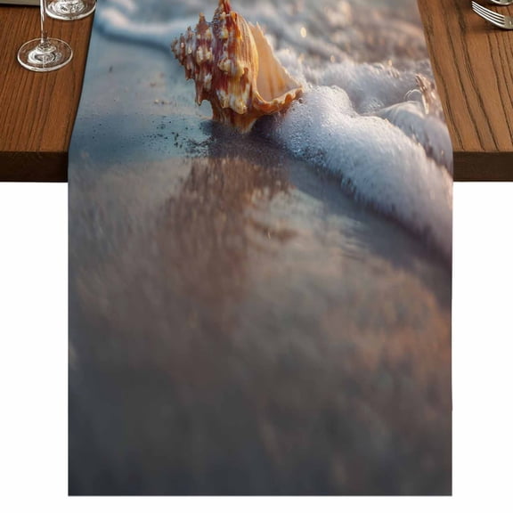 Table Runners 72 Inches Long Dress Scarves, Beach Conch Farmhouse Kitchen/Dining Table Runner, Coffee Tablerunners, Sunset Ocean Waves Seaside Sky Seashell 13x72 Inch