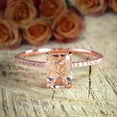 thumbnail image 3 of Huge Sale 2 carat 7x5mm Emerald Cut Morganite Diamond Moissanite Bridal Wedding Ring Set with 18k Gold Plating, 3 of 3