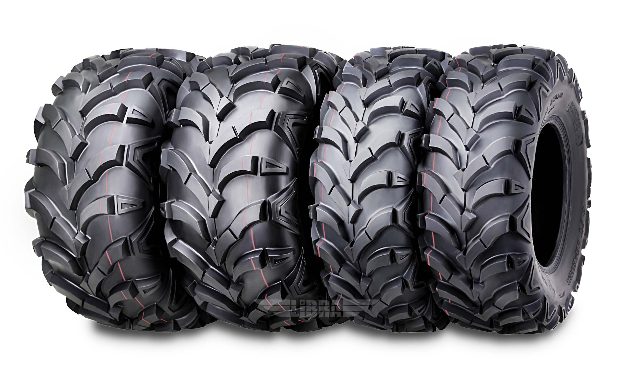 P341 WANDA ATV/UTV Tires Set of 4 (25x8-12 Front & 25x12-10 Rear) with 6PR ...